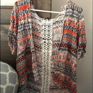 Patterned kimono type cardigan. Small. Worn once